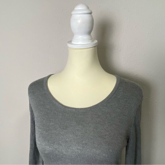 Calvin Klein Gray Long Bell Sleeve Career Wear Knee Length Sweater Dress Size L - Picture 9 of 14